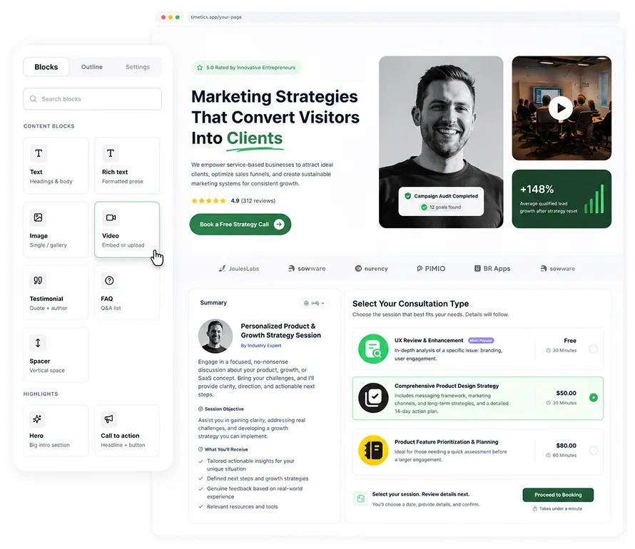 Booking Page Builder