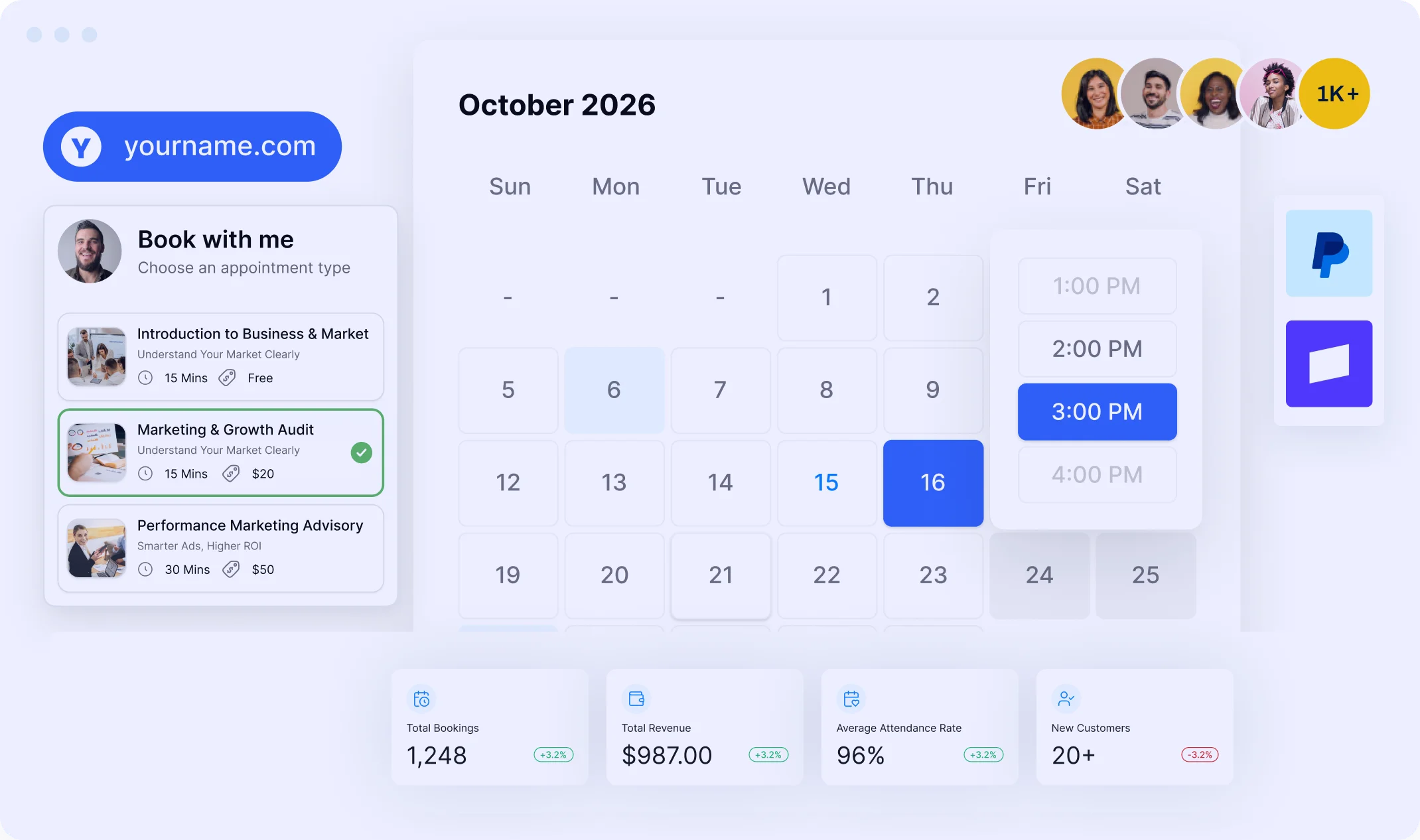 Timetics booking dashboard
