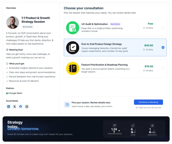 Small business booking preview