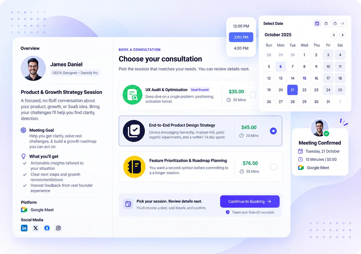 Create a meeting that fits your schedule