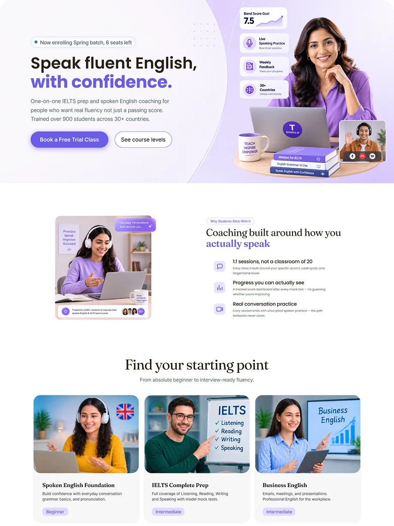 Tutor booking page template