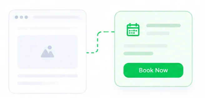 Booking widget embedded into an existing website
