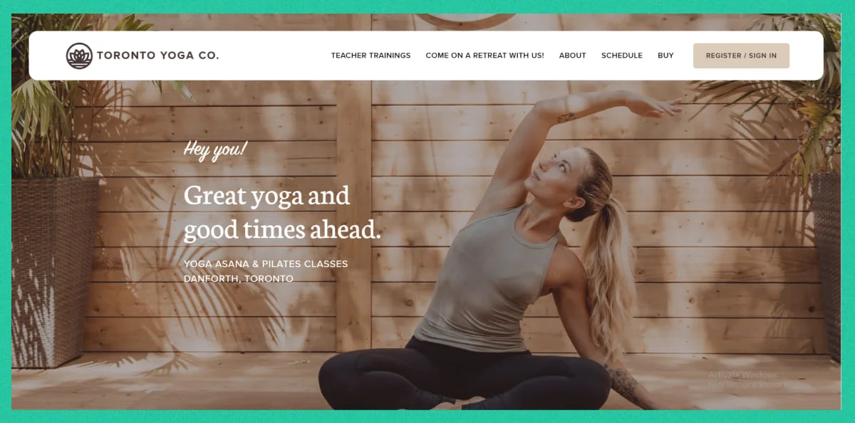 toronto yoga website examples