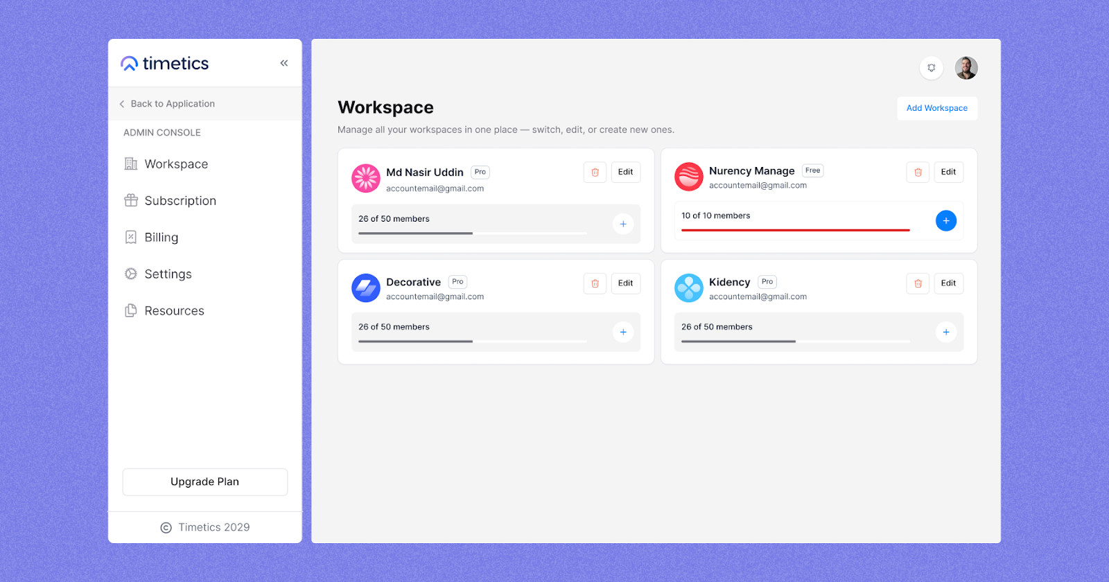 Workspace management