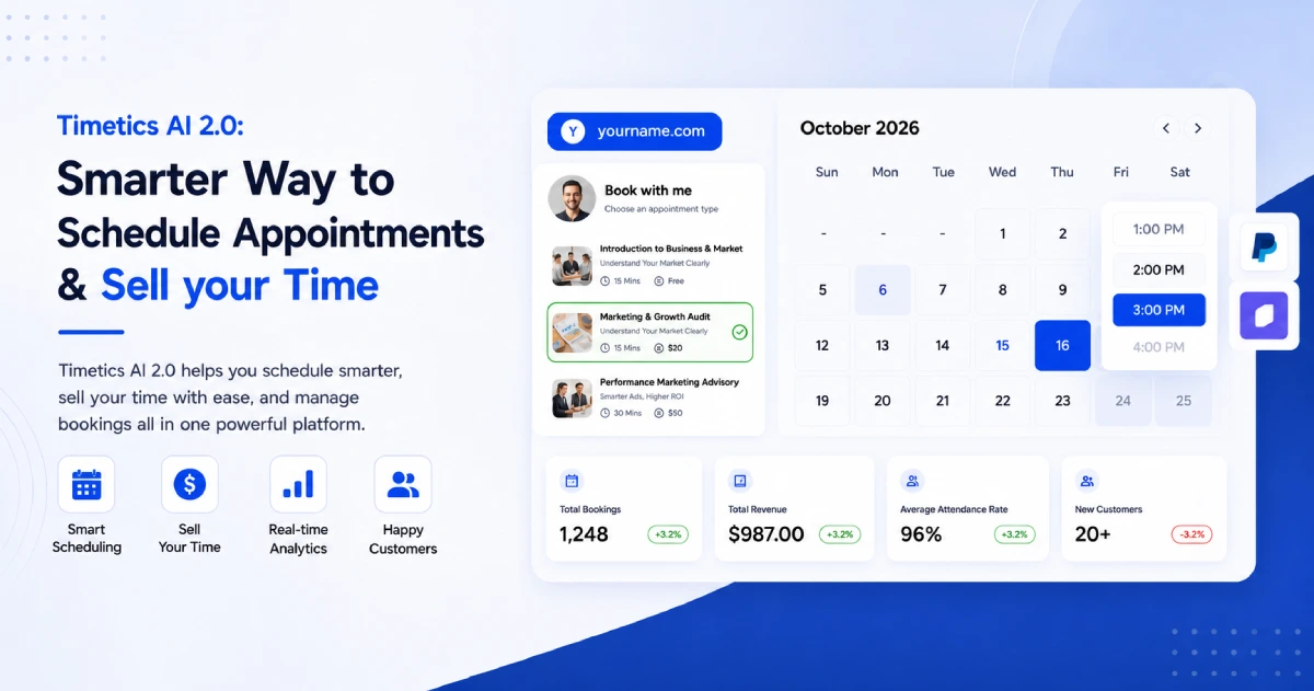 Timetics AI 2.0 - Best for Service-First Booking with Built-In Sales Conversion